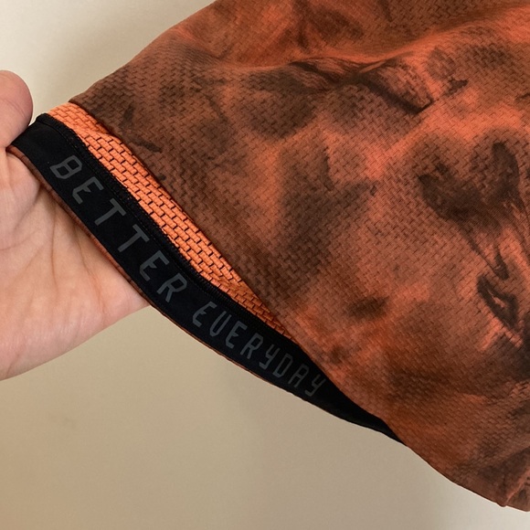 Lululemon Textured Tech Hoodie Mens Large Orange Grey Mesh Knit Classic Fit - Picture 11 of 14